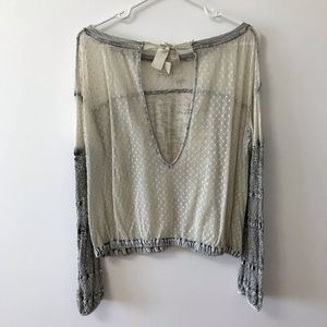 URBAN OUTFITTERS KIMCHI BLUE TIE BACK LACE TOP